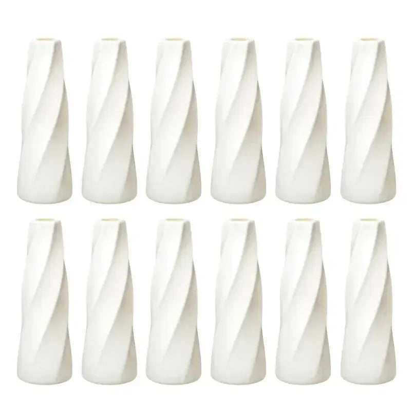 White Twisted Plastic Vases