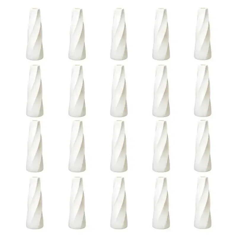 White Twisted Plastic Vases
