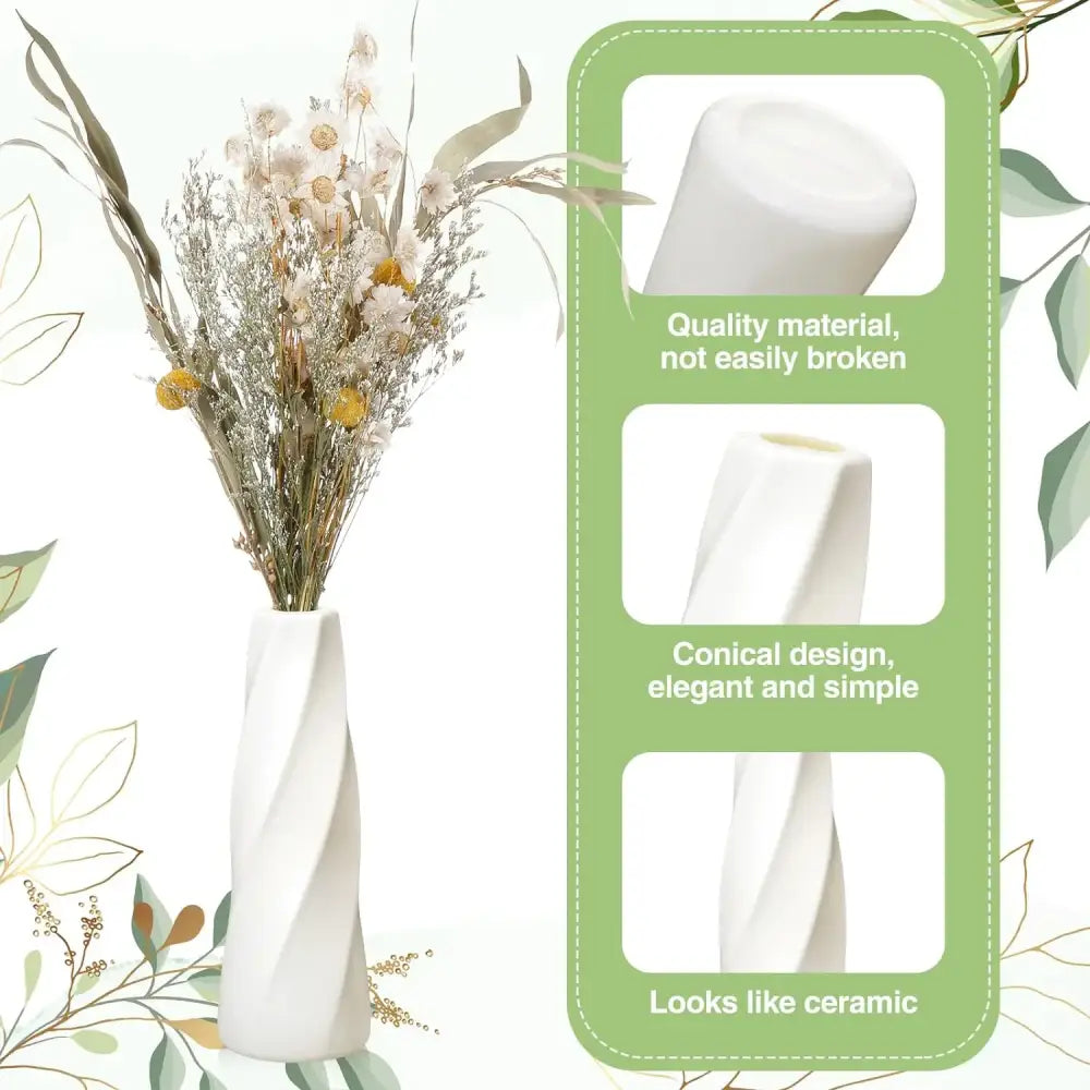 White Twisted Plastic Vases