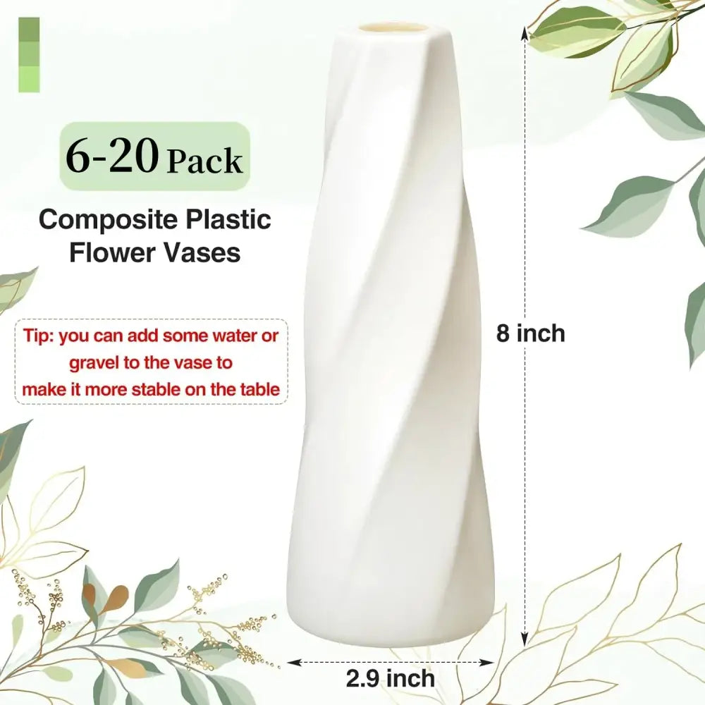 White Twisted Plastic Vases