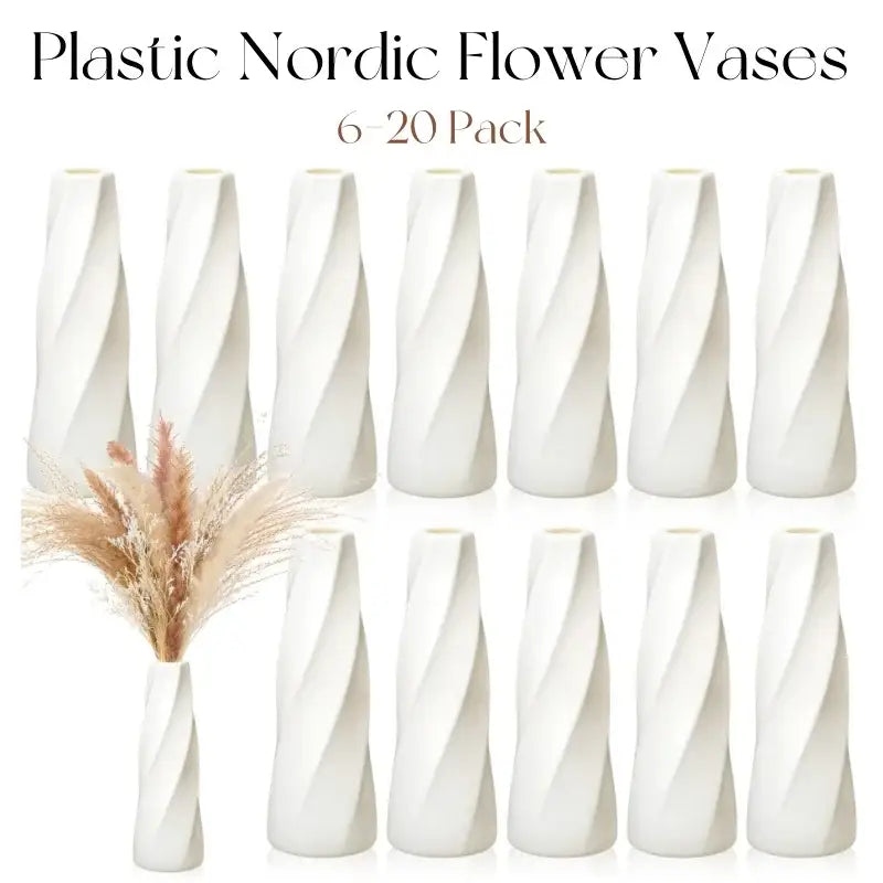 White Twisted Plastic Vases