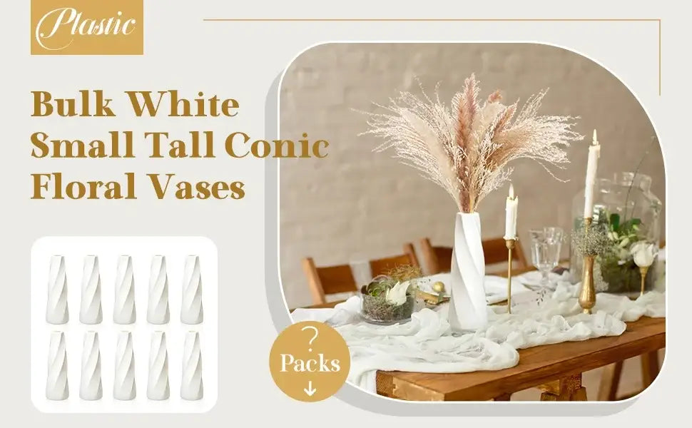 White Twisted Plastic Vases