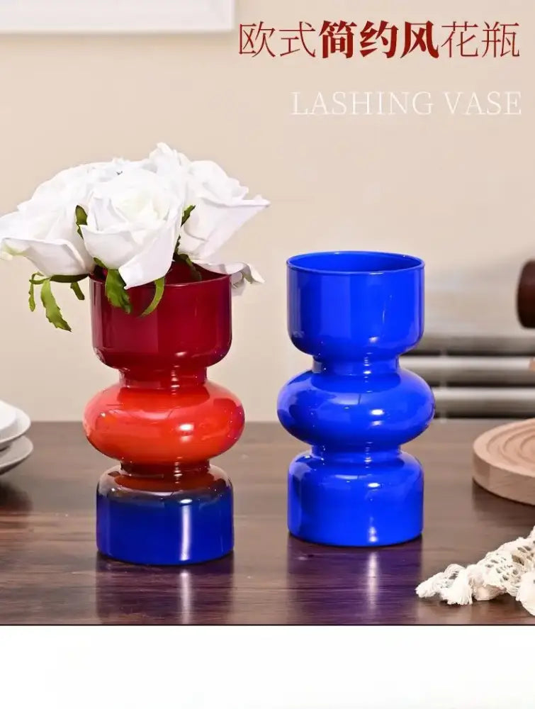 Red Blue Glass Vase