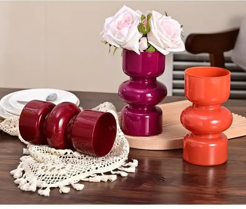Red Blue Glass Vase