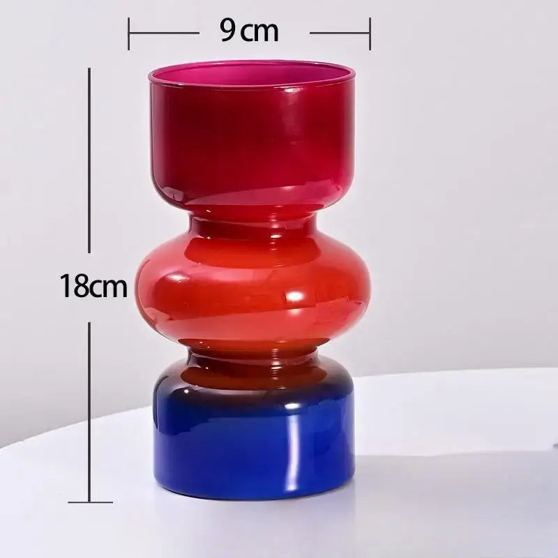 Red Blue Glass Vase