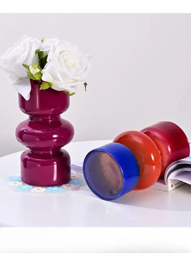 Red Blue Glass Vase