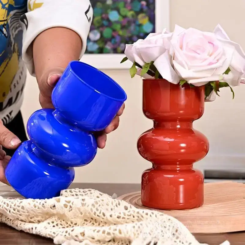 Red Blue Glass Vase