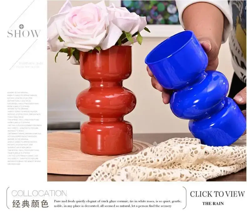 Red Blue Glass Vase