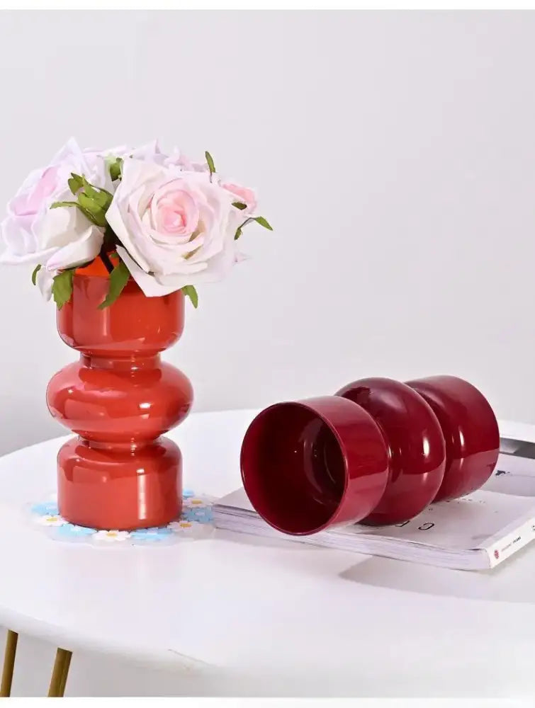 Red Blue Glass Vase