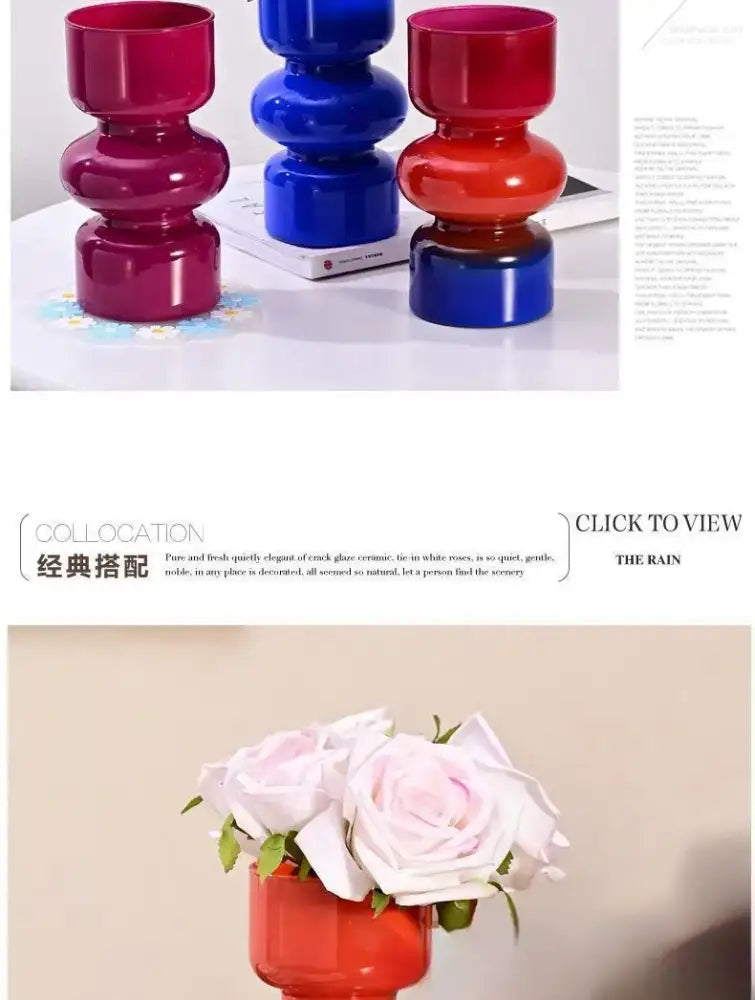 Red Blue Glass Vase