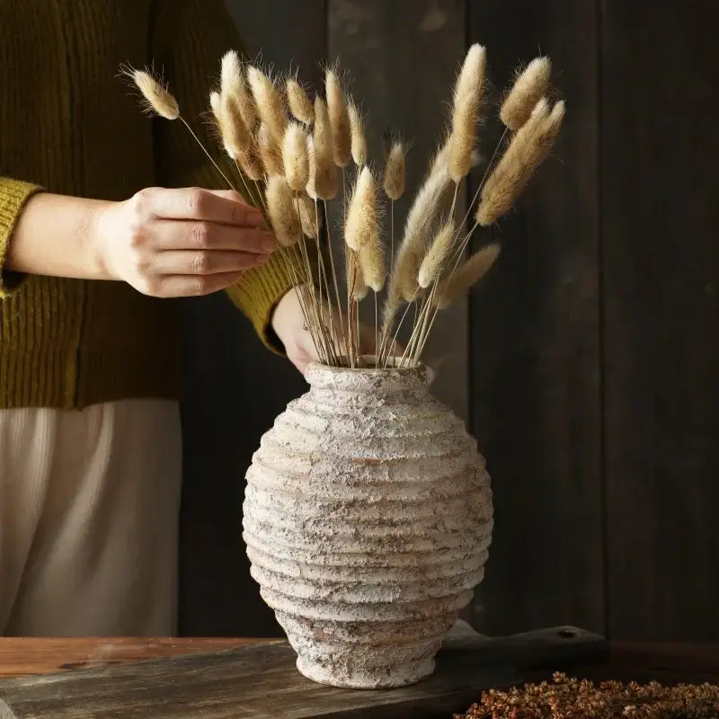 White Clay Textured Vase