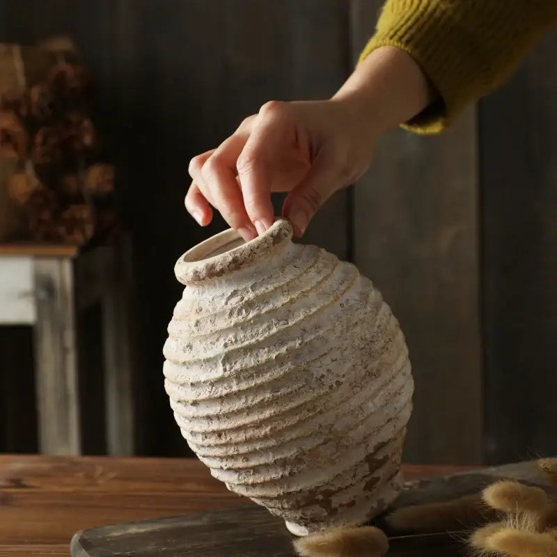 White Clay Textured Vase