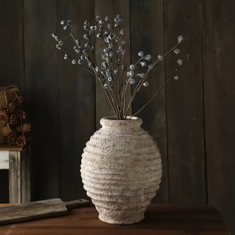 White Clay Textured Vase