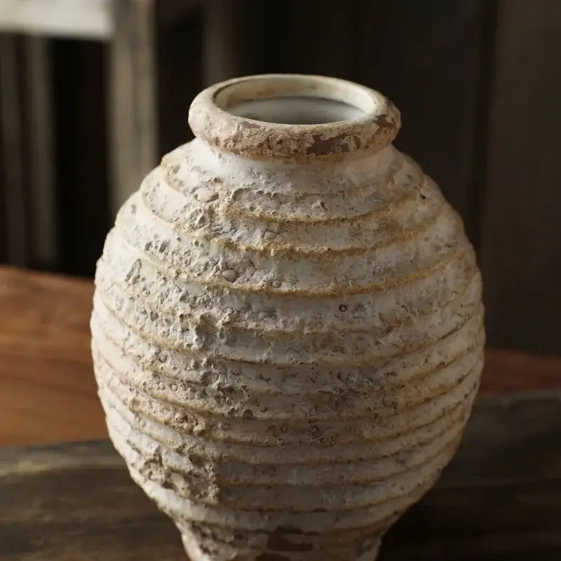 White Clay Textured Vase