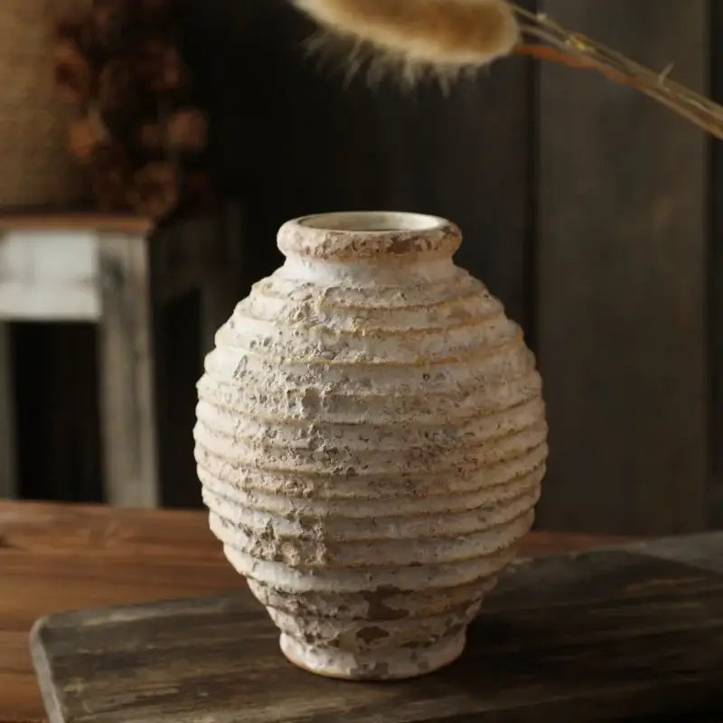White Clay Textured Vase