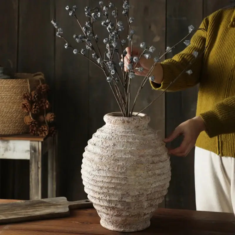 White Clay Textured Vase