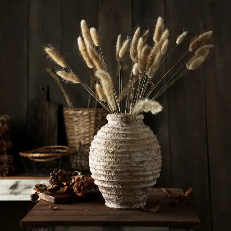 White Clay Textured Vase