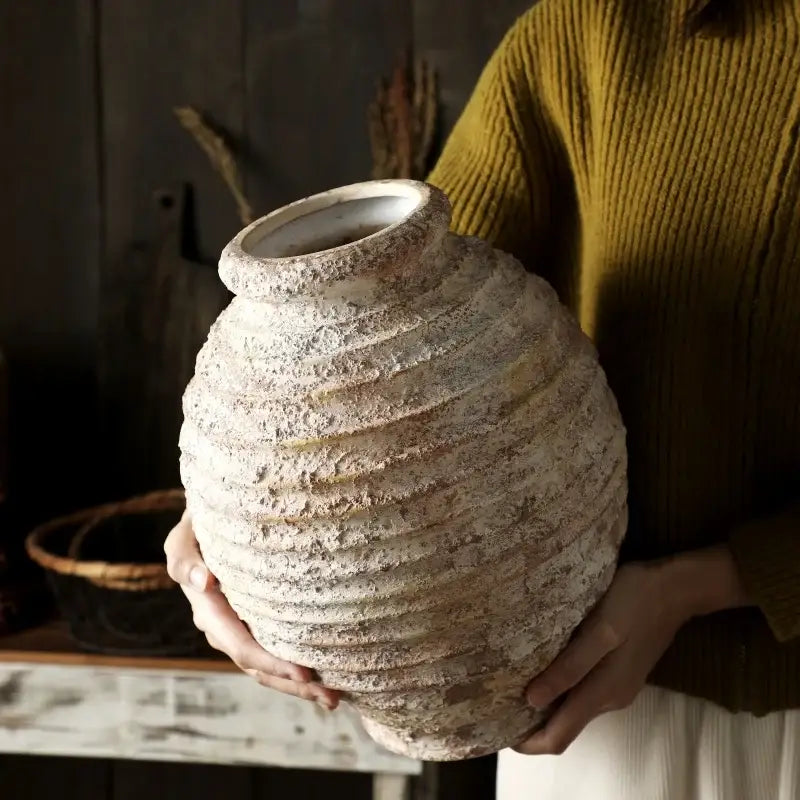 White Clay Textured Vase
