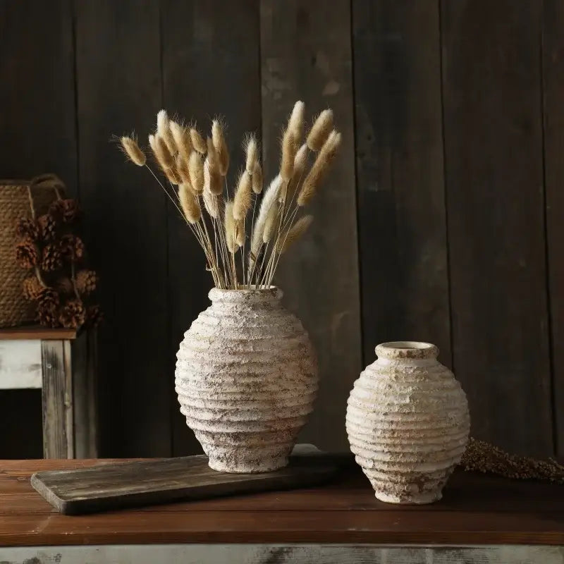 White Clay Textured Vase