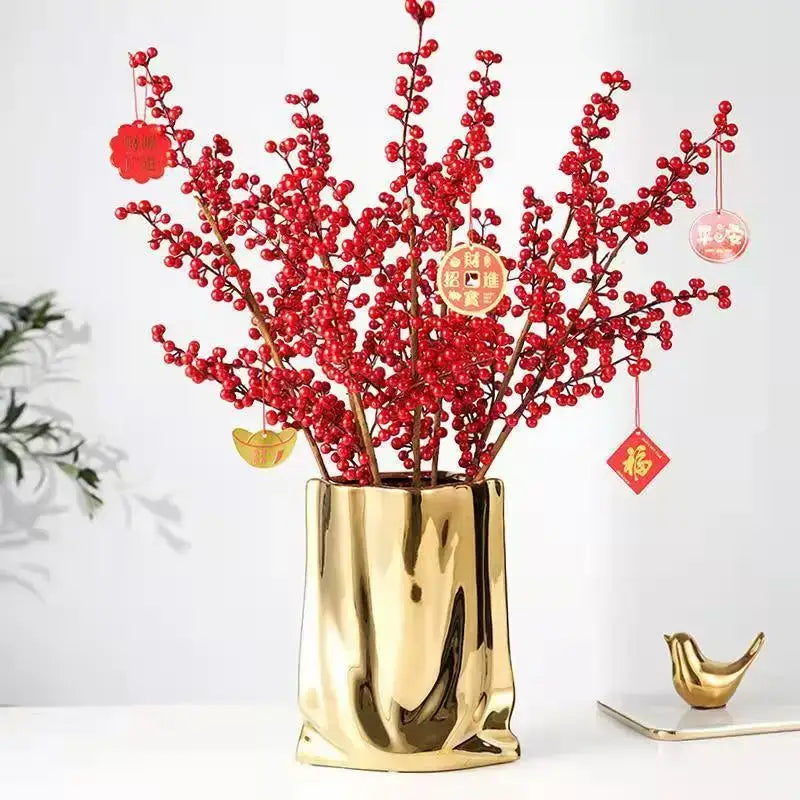 Silver Ruffled Ceramic Vase