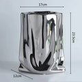 Silver Ruffled Ceramic Vase