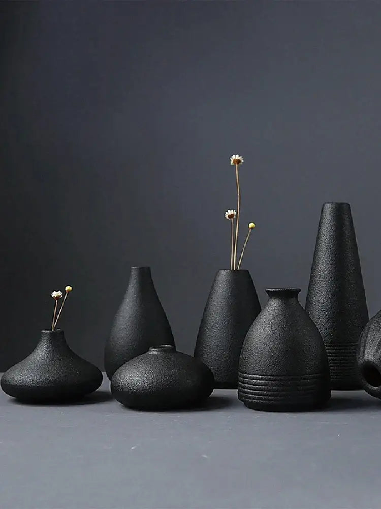 Black Ceramic Japanese Vase
