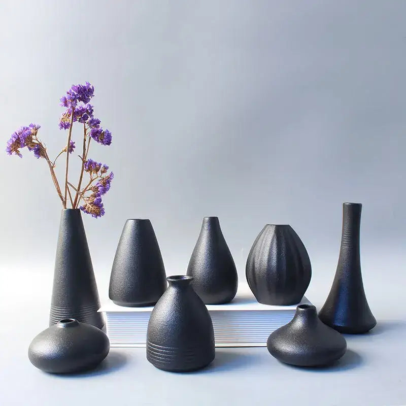 Black Ceramic Japanese Vase