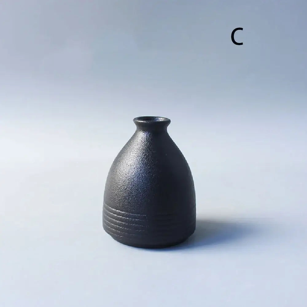 Black Ceramic Japanese Vase