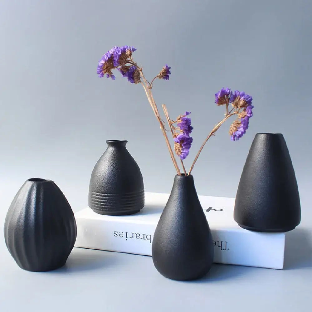 Black Ceramic Japanese Vase