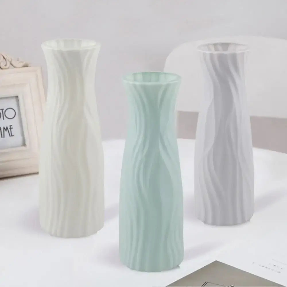 Wavy Plastic Vase Trio