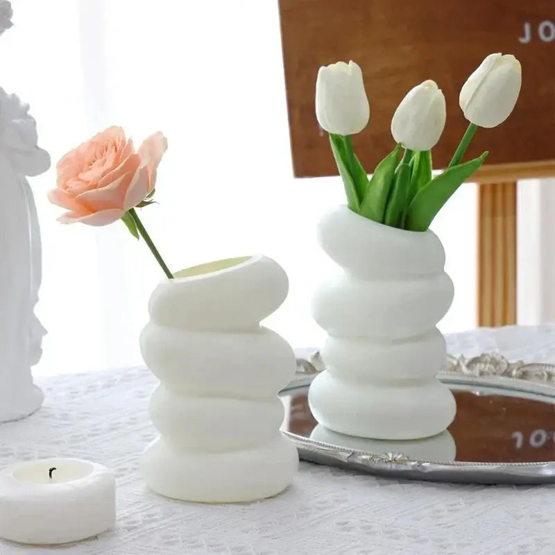 White Spiral Ceramic Vase