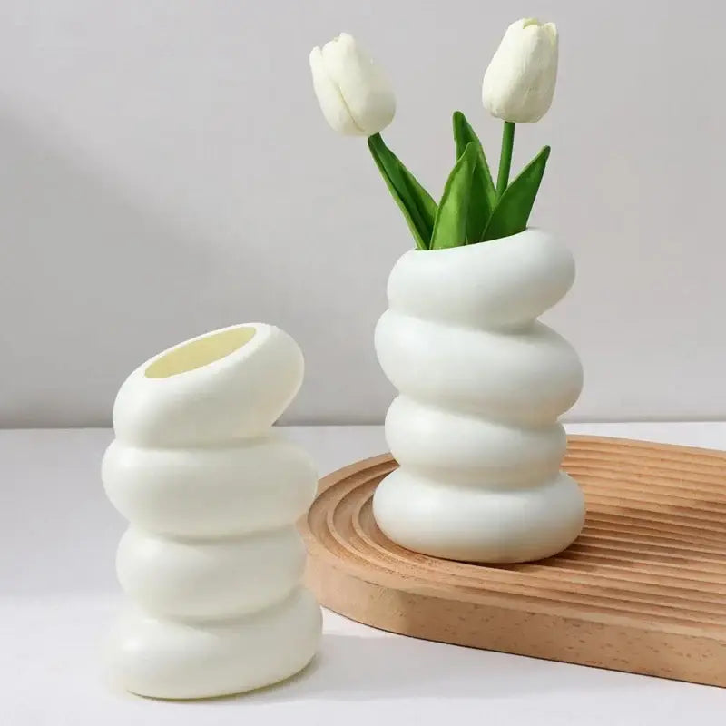 White Spiral Ceramic Vase