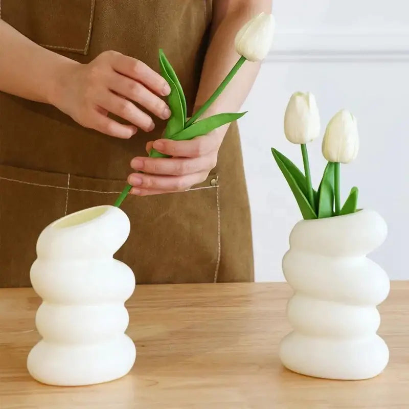 White Spiral Ceramic Vase