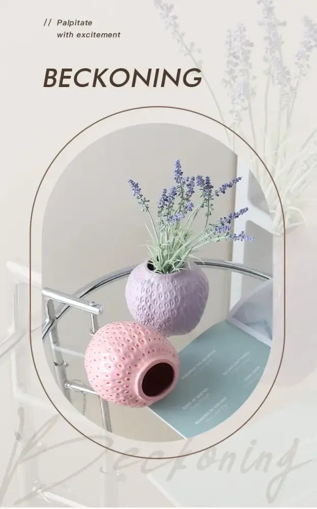 Pink Strawberry Ceramic Vase