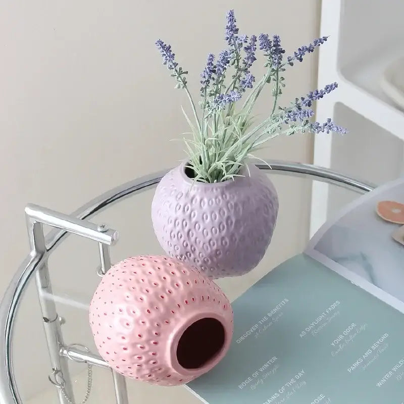 Pink Strawberry Ceramic Vase
