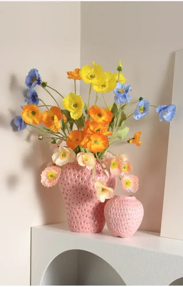 Pink Strawberry Ceramic Vase