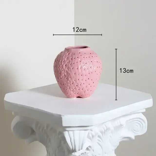 Pink Strawberry Ceramic Vase
