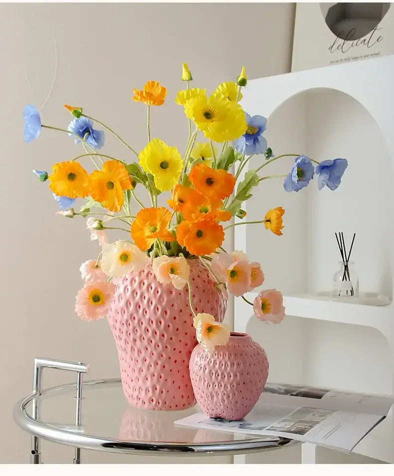 Pink Strawberry Ceramic Vase