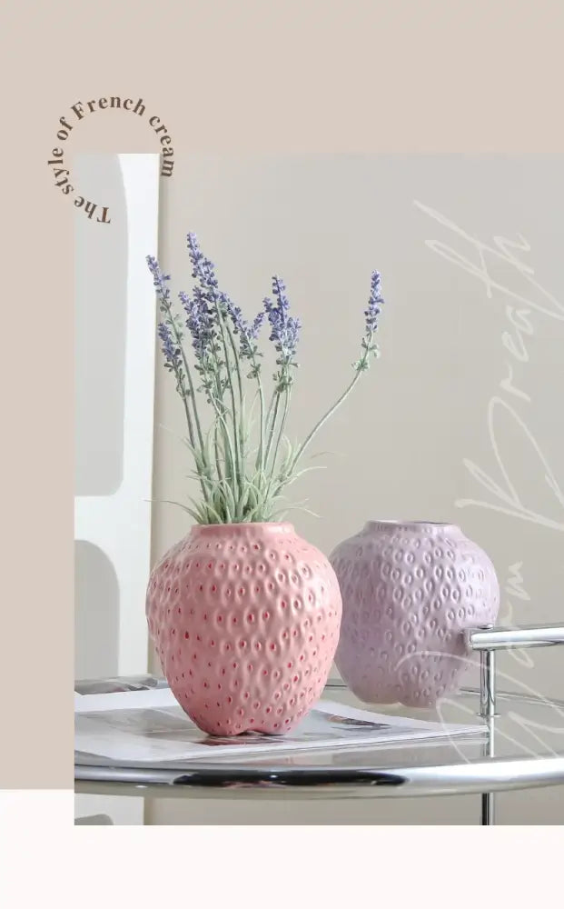 Pink Strawberry Ceramic Vase
