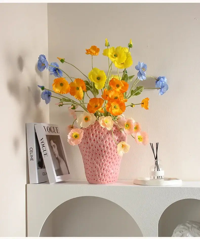 Pink Strawberry Ceramic Vase