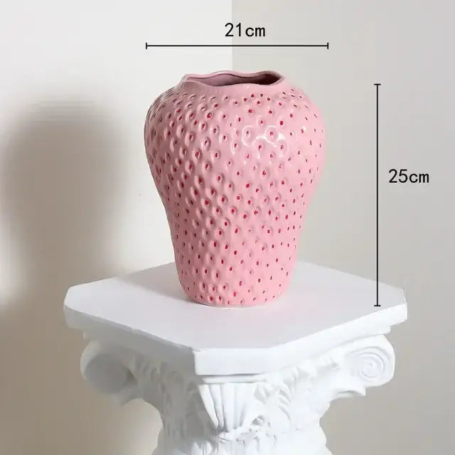 Pink Strawberry Ceramic Vase