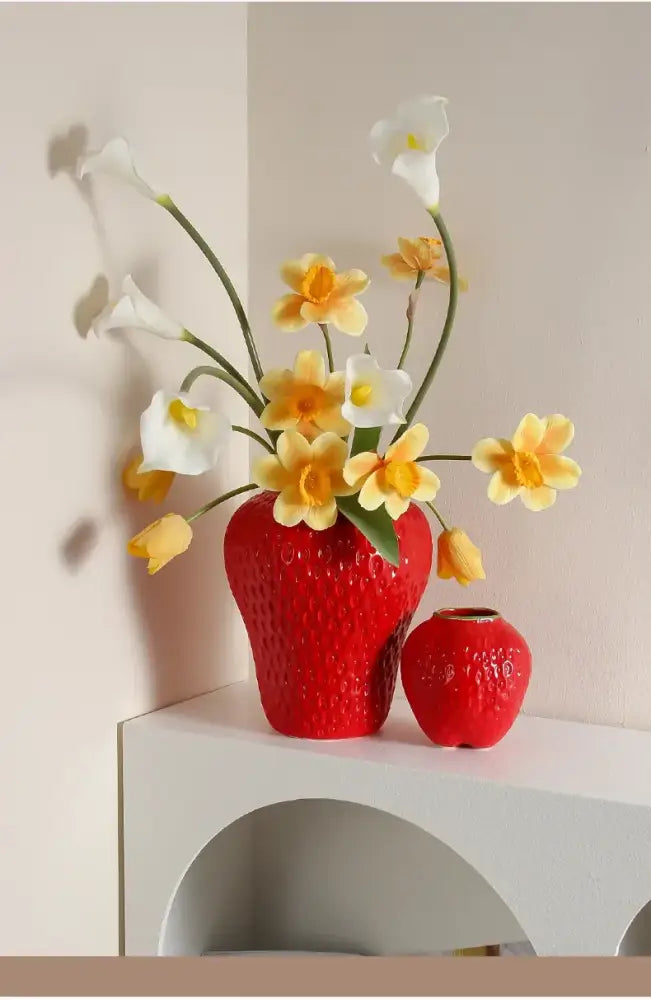 Pink Strawberry Ceramic Vase