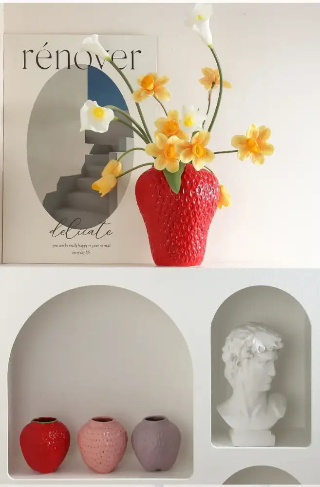 Pink Strawberry Ceramic Vase