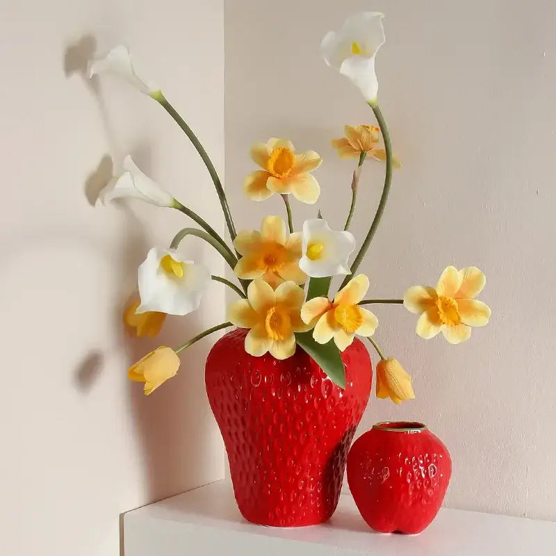 Pink Strawberry Ceramic Vase