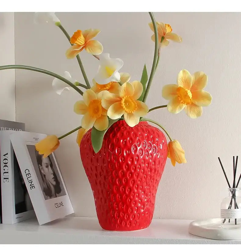 Pink Strawberry Ceramic Vase