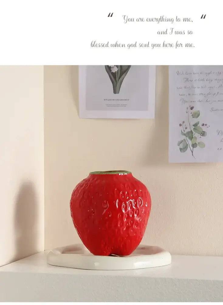 Pink Strawberry Ceramic Vase