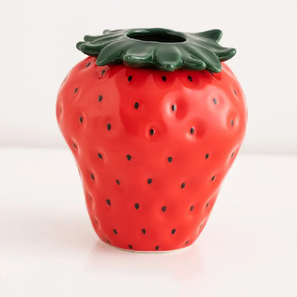 Red Ceramic Strawberry Vase