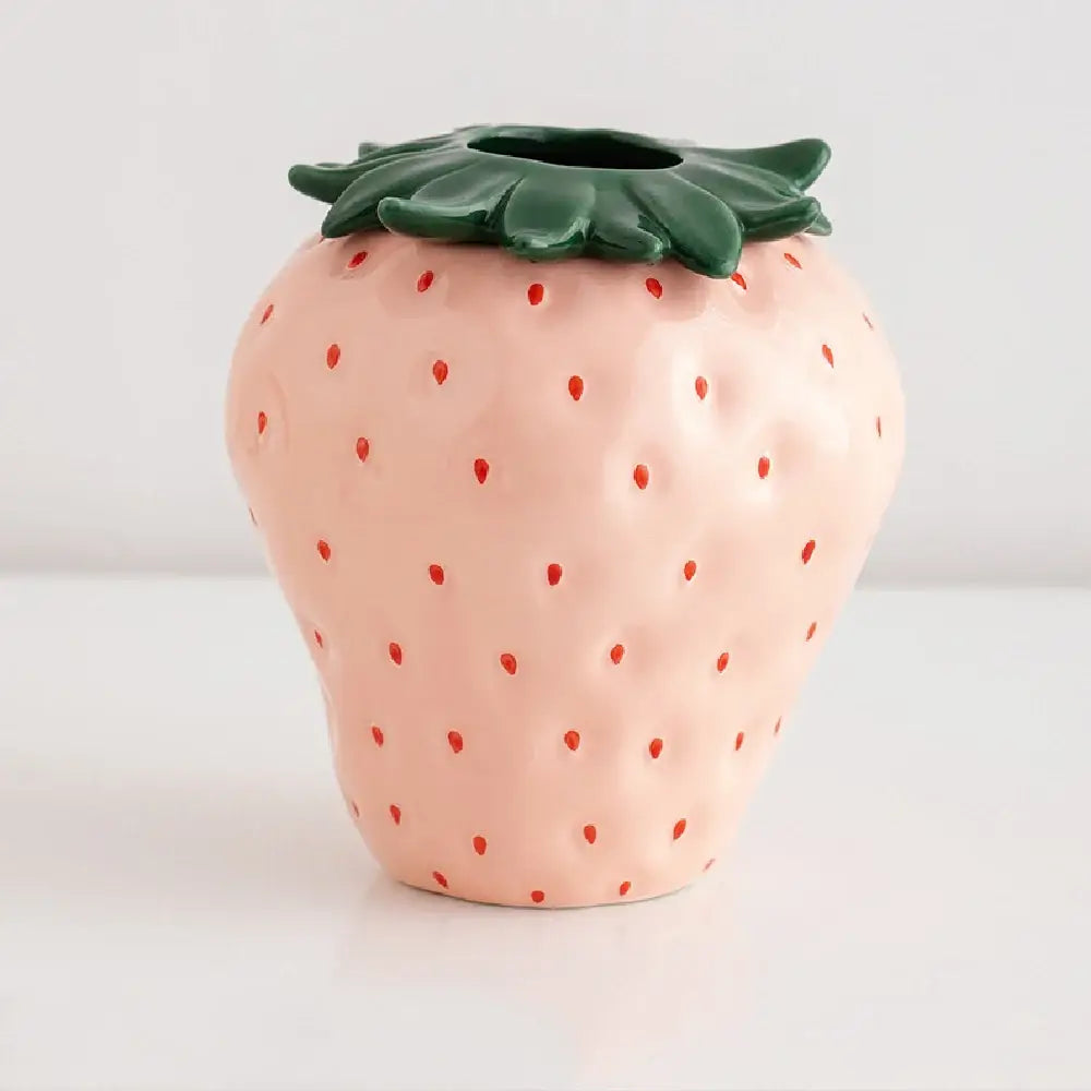Red Ceramic Strawberry Vase