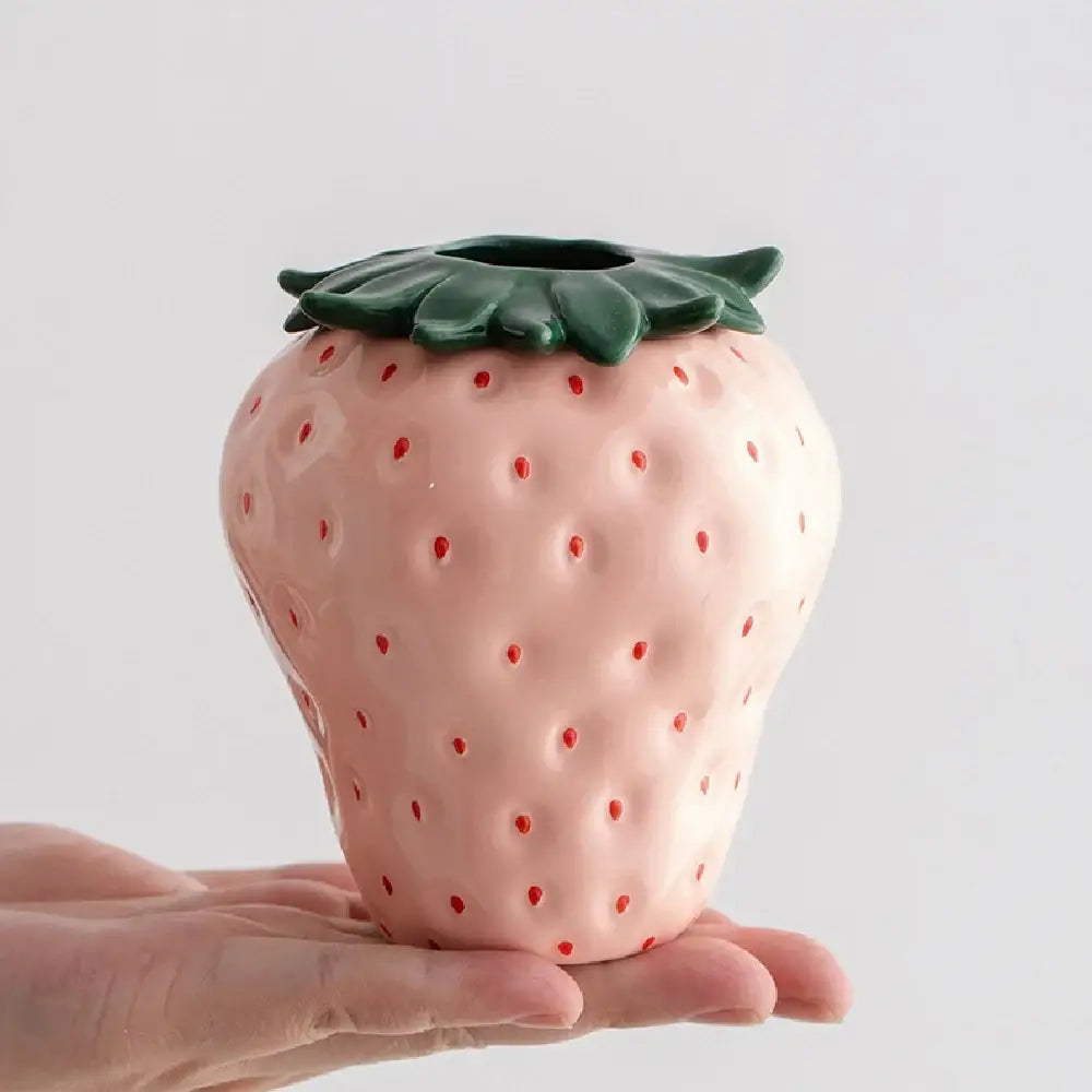 Red Ceramic Strawberry Vase