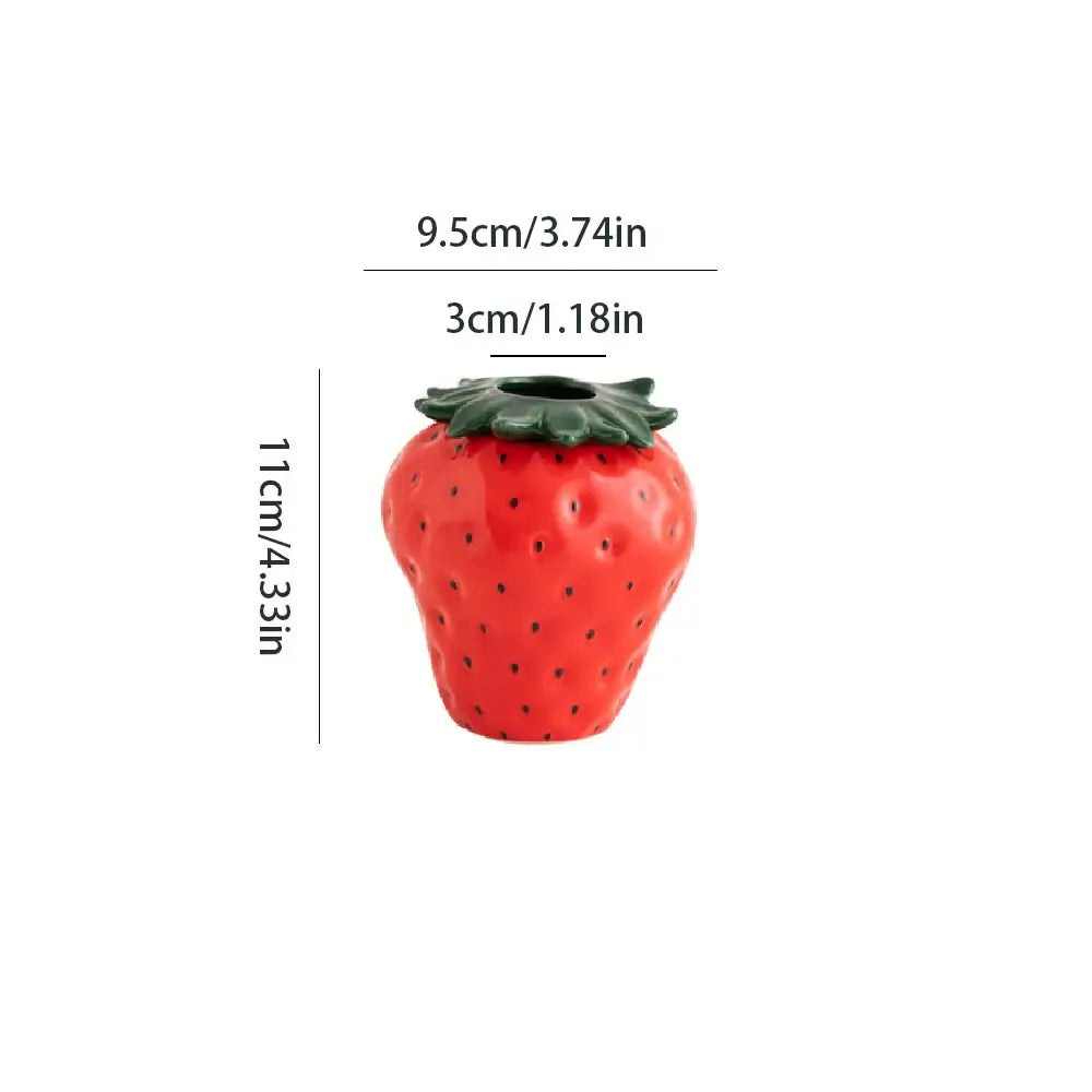 Red Ceramic Strawberry Vase